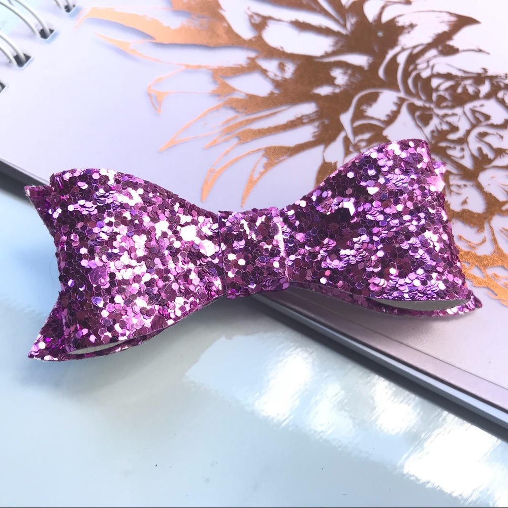 ☀️ 4 for $12 Fuchsia Glitter Hair Bow